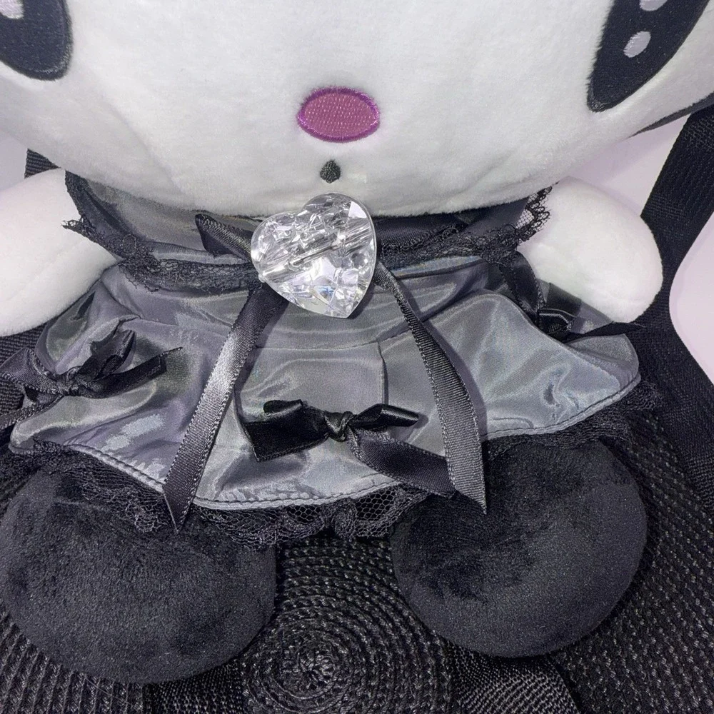 Kuromi NWT Hot Topic Bioworld Sanrio Lolita Black Plush Backpack Bag 16